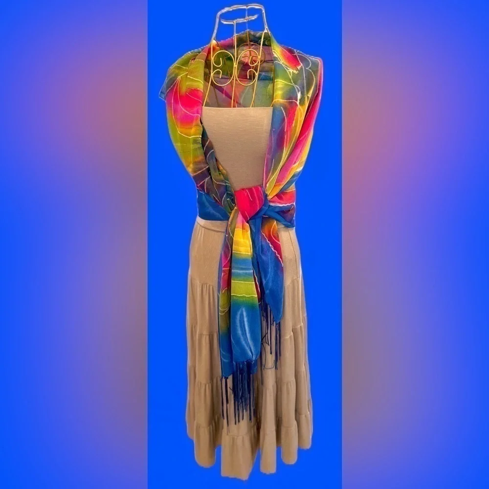Gorgeous Vibrant and Colorful Jamaican Scarf, OS